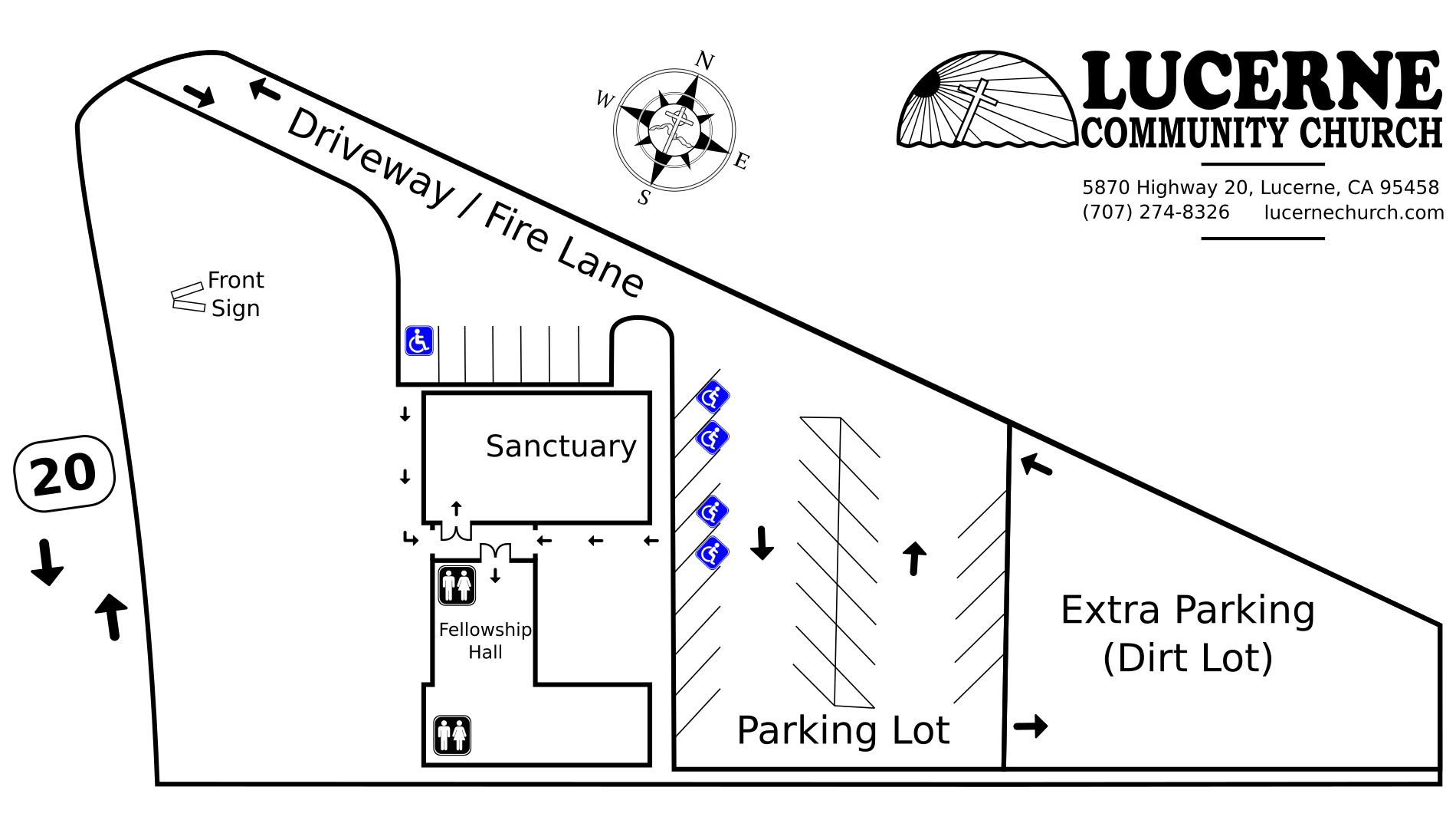 Diagram of the building and parking lot.